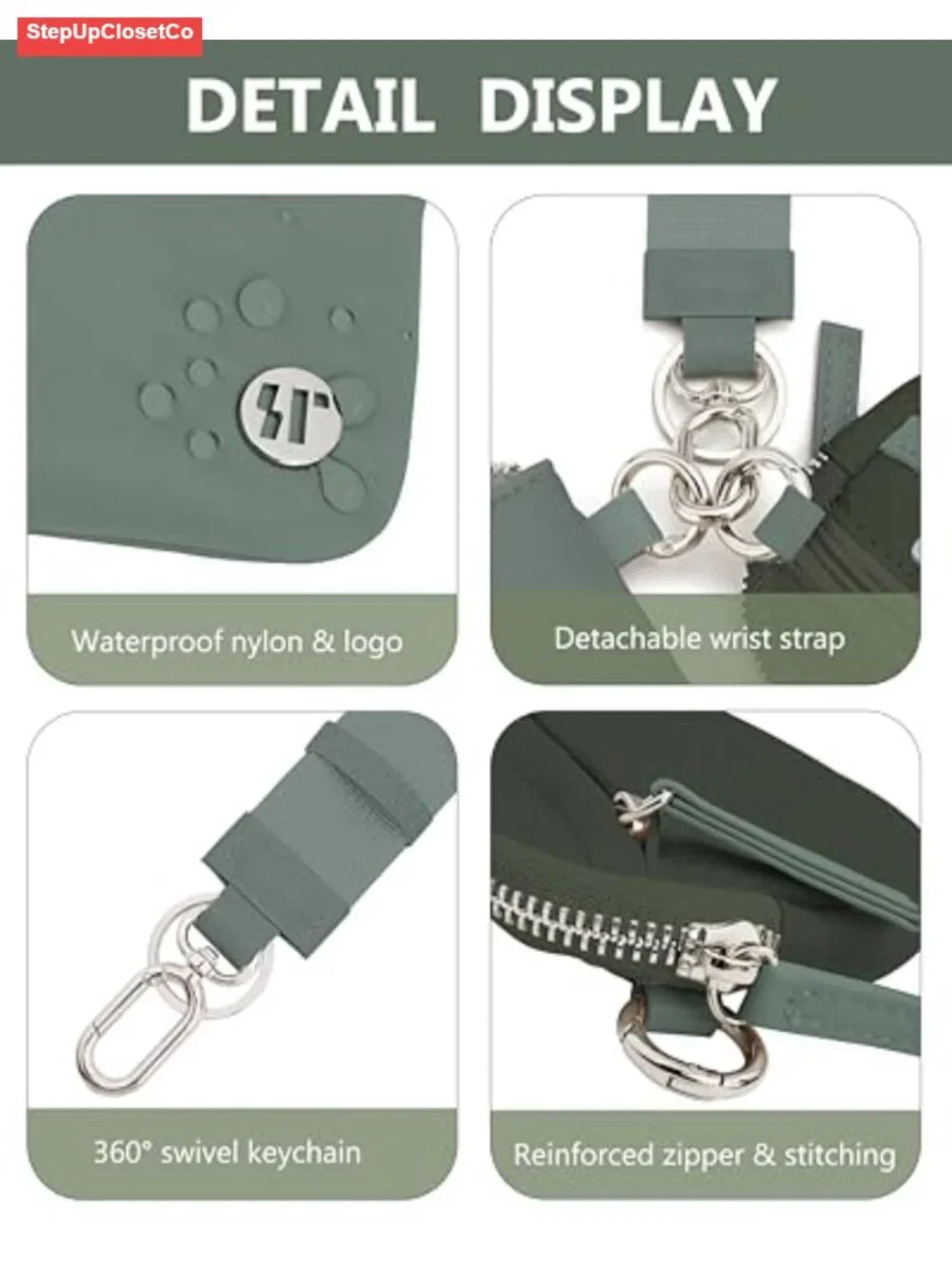 RFID Wristlet Wallet for Women, Waterproof Nylon Keychain Wallet with Dual